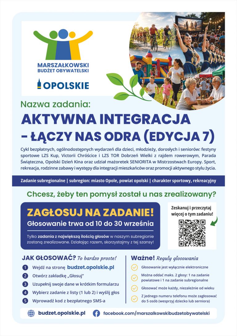 Plakat – AKTYWNA INTEGRACJA – ŁĄCZY NAS ODRA