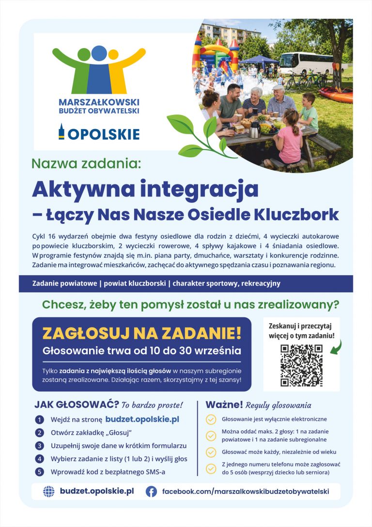 Plakat – Aktywna Integracja Łączy Nas Nasze Osiedle Kluczbork