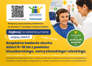 Pocztówka – Bezpłatne Badanie Słuchu Dzieci 0–18 Lat Z Powiatu Kluczborskiego, Namysłowskiego I Oleskiego.