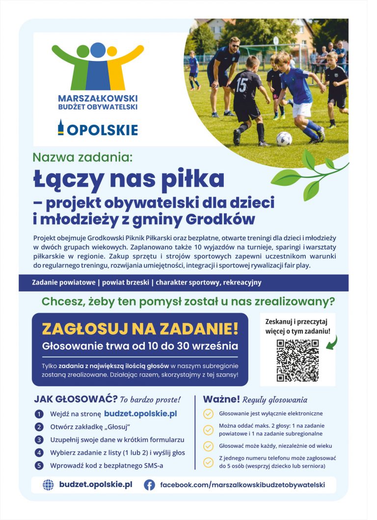 Plakat – Łączy Nas Piłka – Projekt Obywatelski Dla Dzieci I Młodzieży Z Gminy Grodków