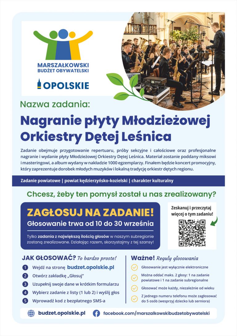 Plakat – Nagranie Płyty Młodzieżowej Orkiestry Dętej Leśnica