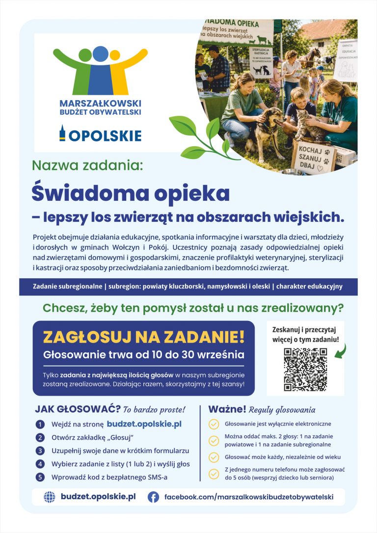 Plakat – Świadoma Opieka Lepszy Los Zwierząt Na Obszarach Wiejskich.