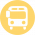 Ikona symbolizująca transport, w kolorze żółtym z obrazkiem autobusu
