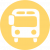 Ikona symbolizująca transport, w kolorze żółtym z obrazkiem autobusu